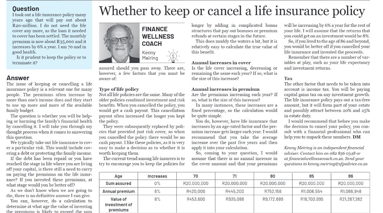 17 keep or cancel a life insurance policy